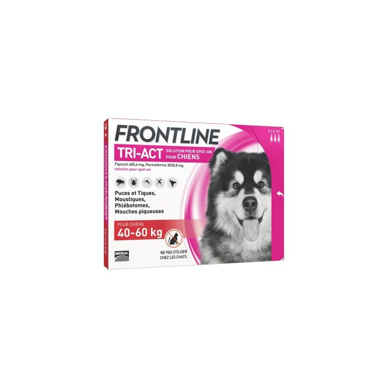 FRONTLINE TRI ACT 40-60 KG 3 PIPETTES DE 6ML