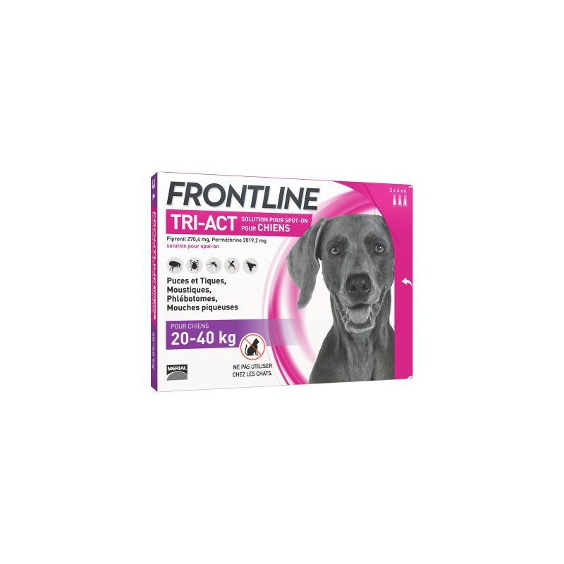 FRONTLINE TRI ACT CHIENS 20-40 KG 3 PIPETTES DE 4ML