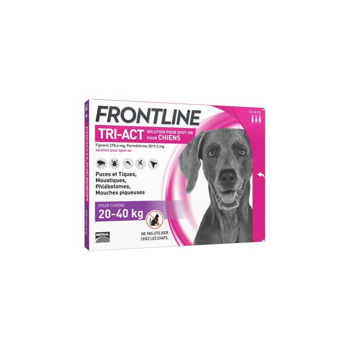 FRONTLINE TRI ACT DOGS 20-40 KG 3 PIPETTES OF 4ML