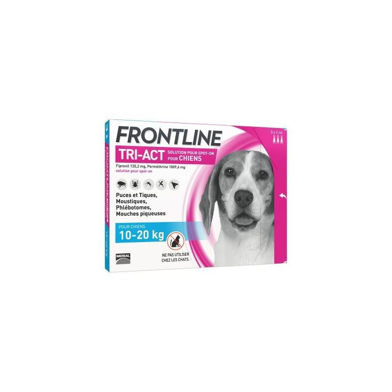 FRONTLINE TRI ACT CHIENS 10-20 KG 3 PIPETTES DE 2ML