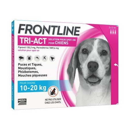 FRONTLINE TRI ACT DOGS 10-20 KG 3 PIPETTES OF 2ML