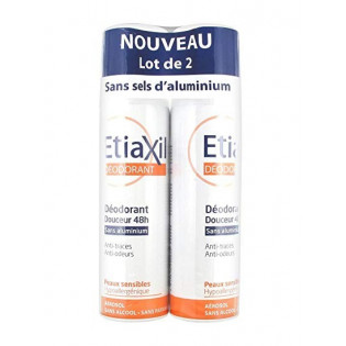 ETIAXIL DEODORANT SOFTNESS 48H WITHOUT ALUMINIUM SENSITIVE SKINS LOT OF 2 OF 150ML