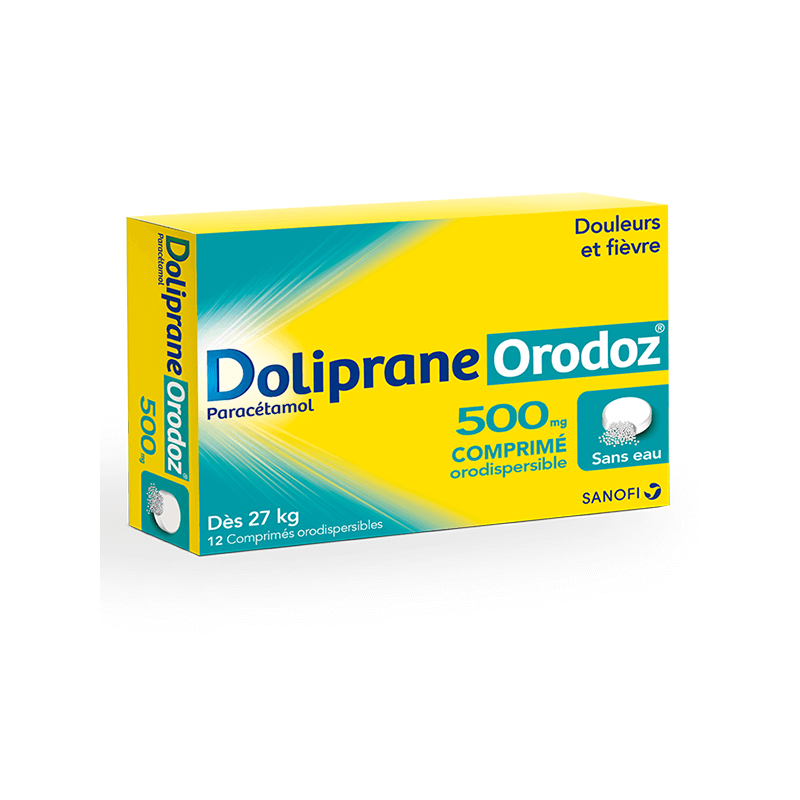 DOLIPRANE ORODOZ 500MG 12 COMPRIMES ORODISPERSIBLES SANS EAU DES 27 KG