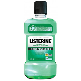 LISTERINE PROTECTION DENTS ET GENCIVES SANS ALCOOL GOUT PLUS LEGER MENTHE DOUCE 500ML