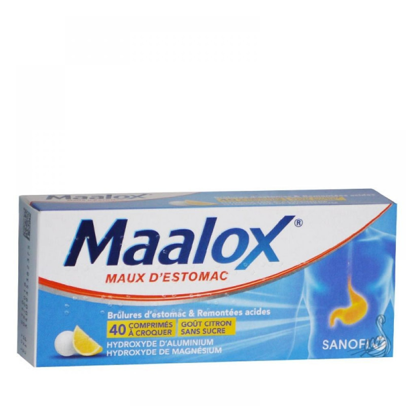 Maalox maux d'estomac sans sucre 40 comprimés à croquer Maalox maux d'estomac sans sucre 40 comprimés à croquer
