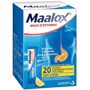 Maalox stomach ache drinkable suspension 20 sachets