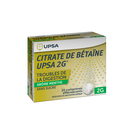 Citrate de Betaïne Upsa 2G MENTHE -  20 comprimés sans sucre effervescents