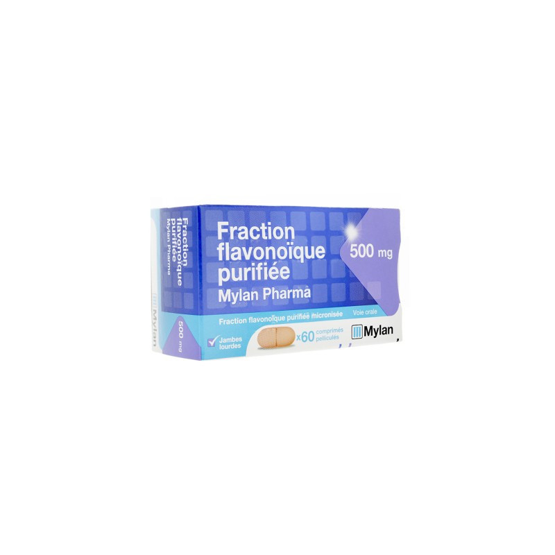 Fraction flavonoïque purifiée 500mg Mylan 60cp Fraction flavonoïque purifiée 500mg Mylan 60cp