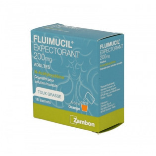 FLUIMUCIL EXPECTORANT 200MG GRANULES SANS SUCRE POUR SOLUTION BUVABLE 18 SACHETS 