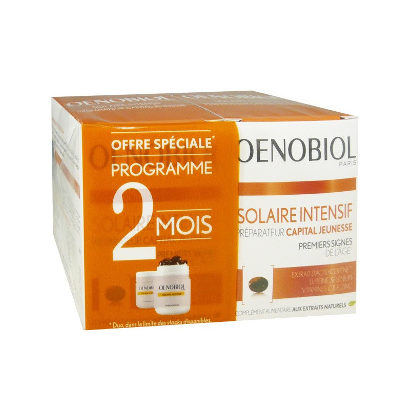 Oenobiol Solaire Intensif peaux sèches. Lot de 2 boites de 30 capsules