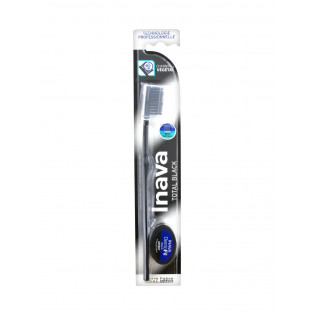 INAVA TOTAL BLACK TOOTHBRUSH WITH VEGETABLE CHARCOAL + FREE DENTOFIL BLACK