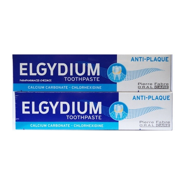 TOOTHPASTE ELGYDIUM ANTI PLAQUE LOT OF 2 TUBE 75 ML