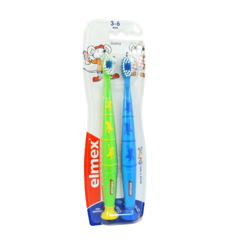 ELMEX LOT DE 2 BROSSES A DENTS 3-6 ANS SOUPLE