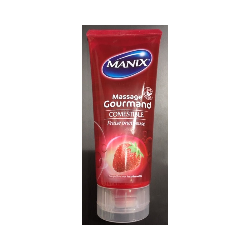 Manix Gel de massage Gourmand 200ml, Fraise onctueuse