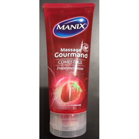 Manix Gel de massage Gourmand 200ml, Fraise onctueuse