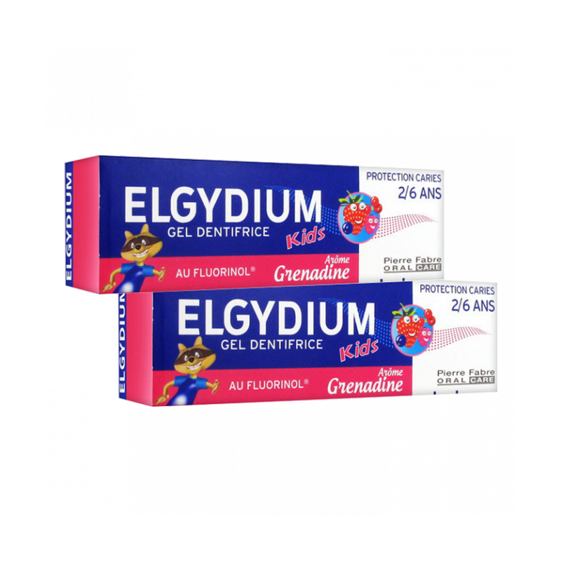 ELGYDIUM TOOTHPASTE GEL KIDS AROMA GRENADINE 50ML LOT OF 2