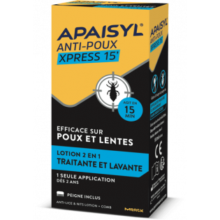 APAISYL ANTI LICE XPRESS 15 2 IN 1 TREATMENT AND WASHING LOTION FOR 2 YEAR OLDS COMB INCLUDED