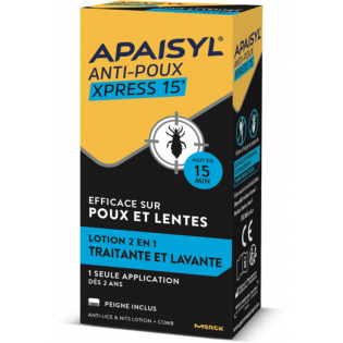 APAISYL ANTI POUX XPRESS 15 LOTION 2 EN 1 TRAITANTE ET LAVANTE DES 2 ANS PEIGNE INCLUS