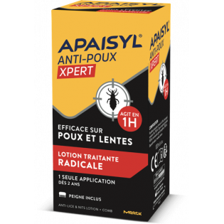 APAISYL ANTI POUX XPERT LOTION TRAITANTE RADICALE DES 2 ANS + PEIGNE INCLUS 