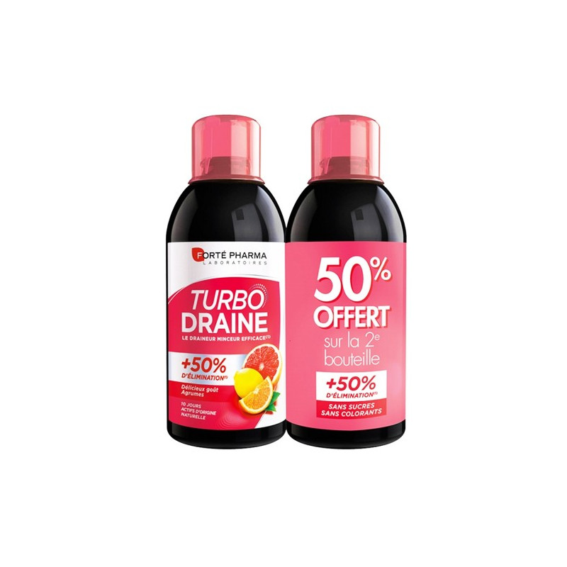 FORTE PHARMA TURBO DRAIN LOT OF 2 X 500ML CITRUS FLAVOUR