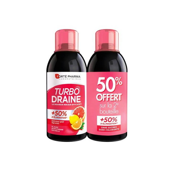 FORTE PHARMA TURBO DRAIN LOT OF 2 X 500ML CITRUS FLAVOUR