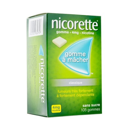 NICORETTE 4MG CLASSIQUE SANS SUCRE 105 GOMMES 