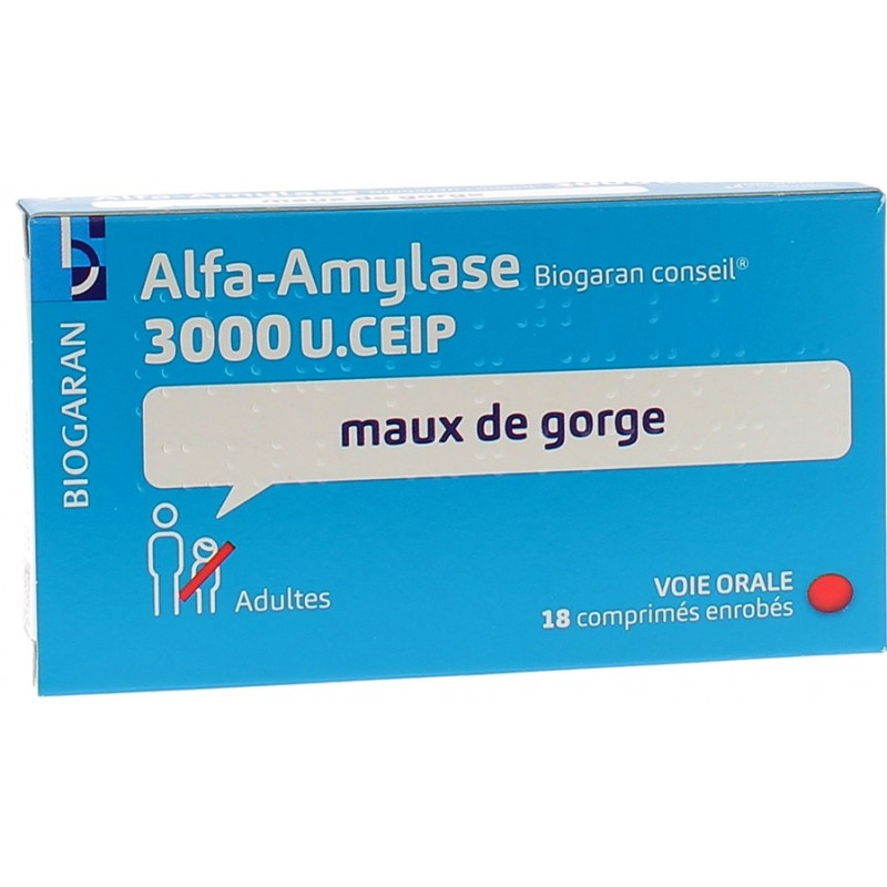 ALFA AMYLASE BIOGARAN 18 COMPRIMES ENROBES