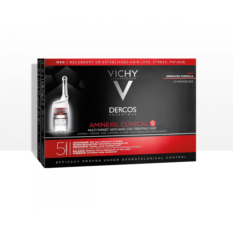 VICHY DERCOS TECHNIQUE AMINEXIL CLINICAL 5 - Hommes. 21 monodoses