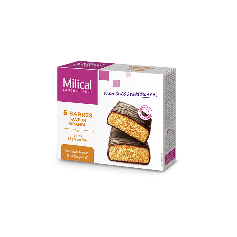 Milical 6 barres minceur saveur orange