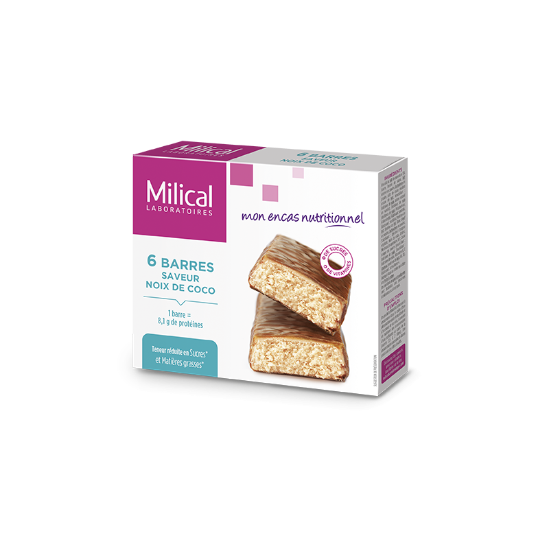 Milical 6 barres minceur saveur noix de coco Milical 6 barres minceur saveur noix de coco