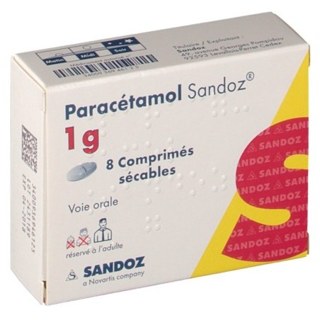 PARACETAMOL 1G 8 COMPRIMES SECABLES SANDOZ