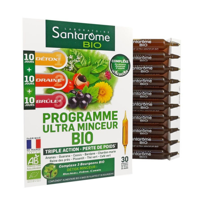 SANTAROME BIO PROGRAMME ULTRA MINCEUR BIO 30 AMPOULES BUVABLES 1 MOIS Mon pharmacien conseil