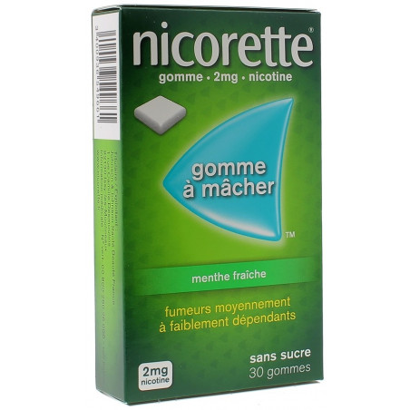 Nicorette Gomme 2mg goût Menthe sans sucre par 30