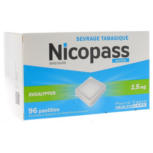 Nicopass 1,5mg 96 pastilles sans sucre menthe fraiche