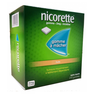 NICORETTE 2MG FRUITs SANS SUCRE 210 GOMMES 