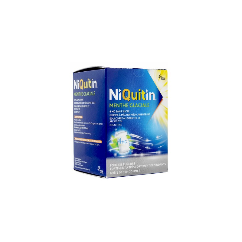 NIQUITIN MENTHE FRAICHE 4MG SANS SUCRE, 24 gommes à mâcher