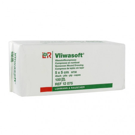 LOHMANN VLIWASOFT 100 COMPRESSES NON TISSES 5X5CM