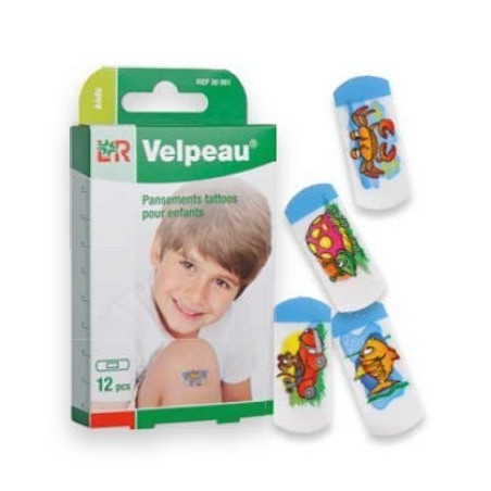 VELPEAU PANSEMENTS TATTOOS ENFANTS 12 PIECES