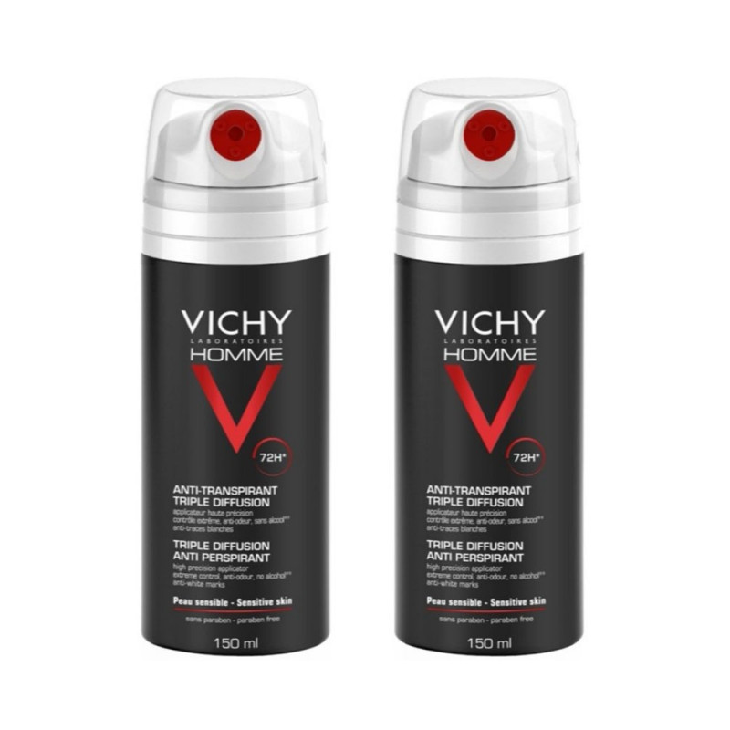 VICHY HOMME Anti-transpirant triple diffusion. Lot de 2 x 150ml VICHY HOMME Anti-transpirant triple diffusion. Lot de 2 x 150ml