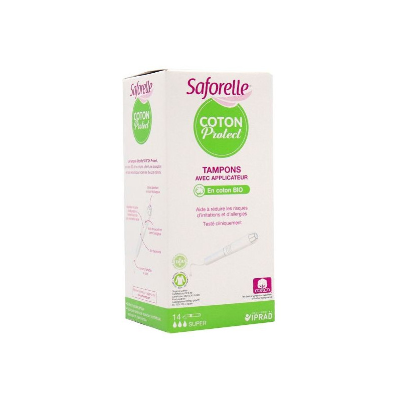 SAFORELLE 14 TAMPONS WITH APPLICATOR SUPER ORGANIC COTTON 