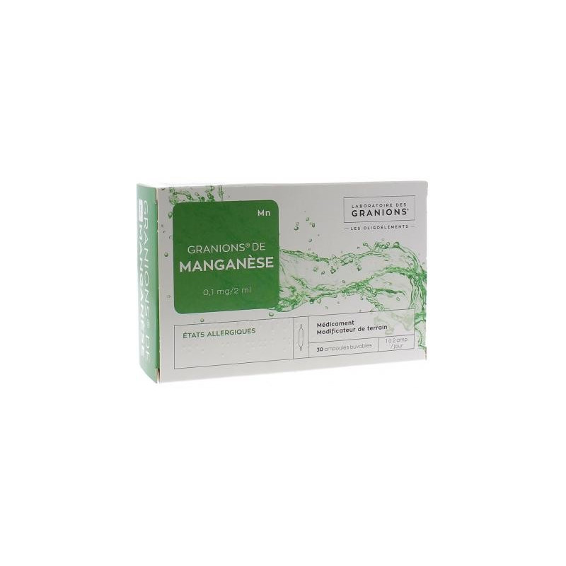 GRANIONS DE MANGANESE 30 AMPOULES BUVABLES de 20ml