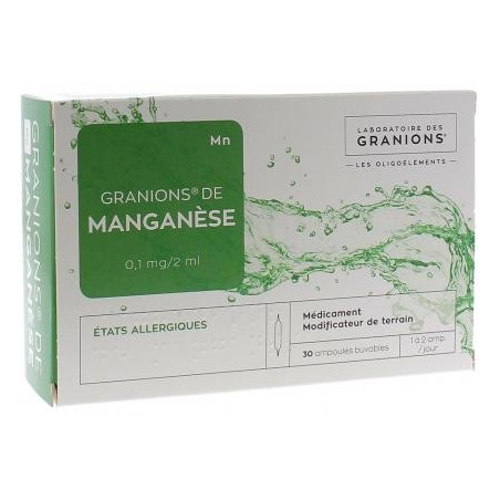 GRANIONS DE MANGANESE 30 AMPOULES BUVABLES de 20ml