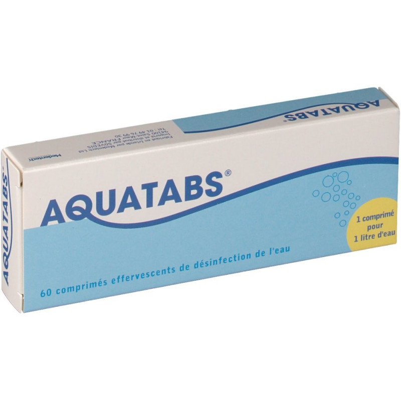 AQUATABS 60 COMPRIMES EFFERVESCENTS DE DESINFECTION DE L'EAU