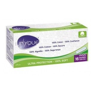 UNYQUE 16 MINI PADS WITH APPLICATOR 100% COTTON