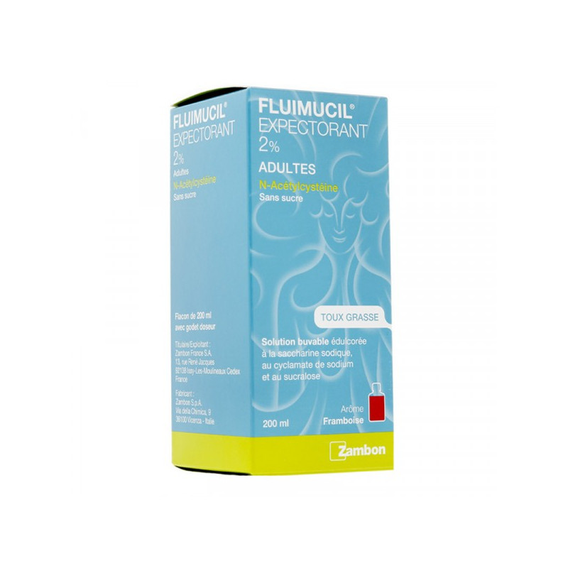 FLUIMUCIL EXPECTORANT 2% SIROP ADULTE SANS SUCRE 200ML