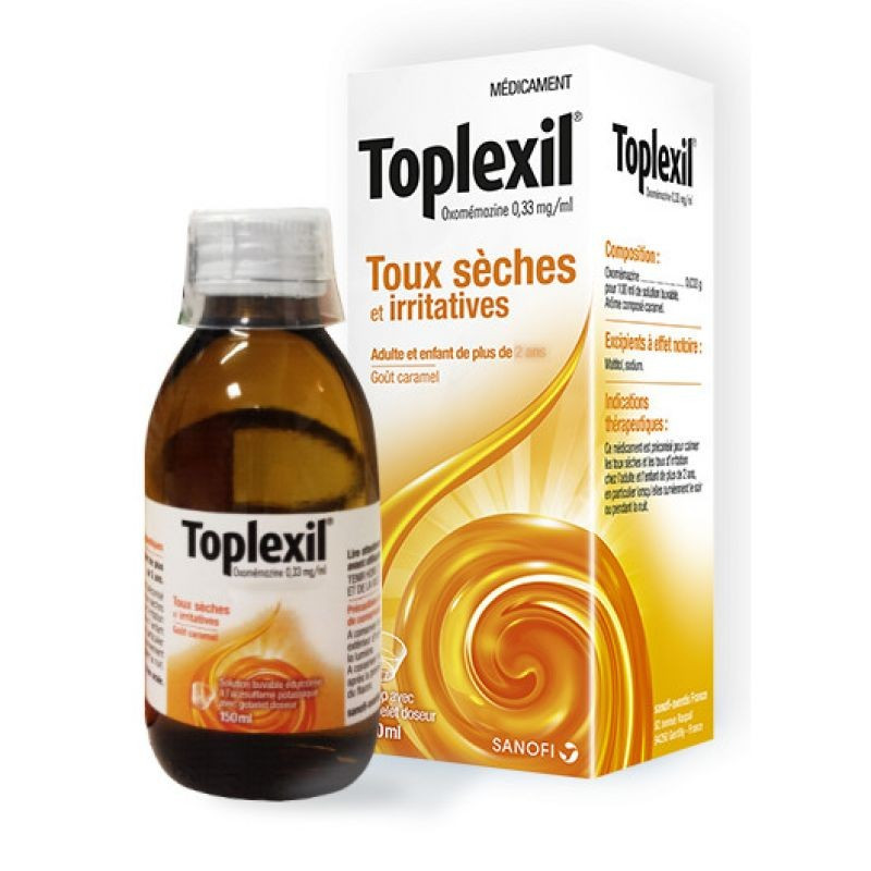 Toplexil toux sèches et irritatives sirop 150 ml caramel