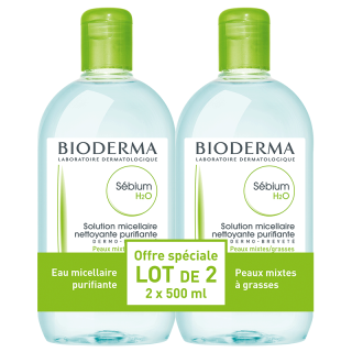 Bioderma Sébium H2O Solution Micellaire. Lot 2x500ML