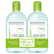 Bioderma Sébium H2O Solution Micellaire. Lot 2x500ML