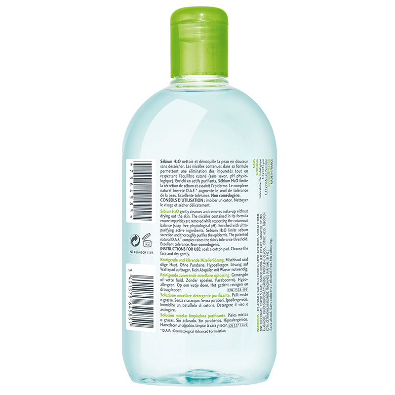 Bioderma Sebium H2O Micellar Solution. Bottle 500ML