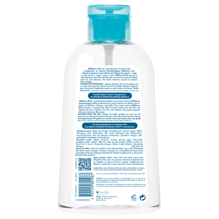 Bioderma ABCDERM H2O Micellar solution for babies. 1L bottle
